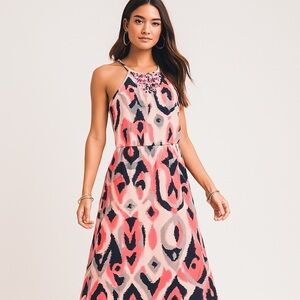 Banana republic pink/ coral blouson maxi dress ❤️